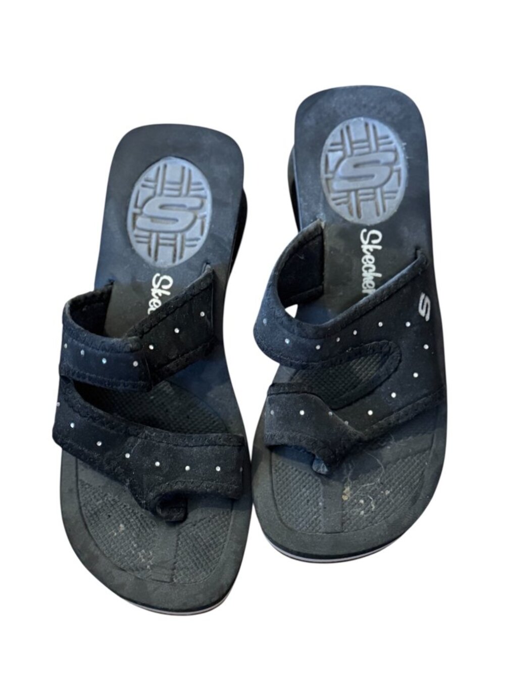Vintage Y2K Skechers Cali Rhinestone Sandals Womens 5 Black Platform